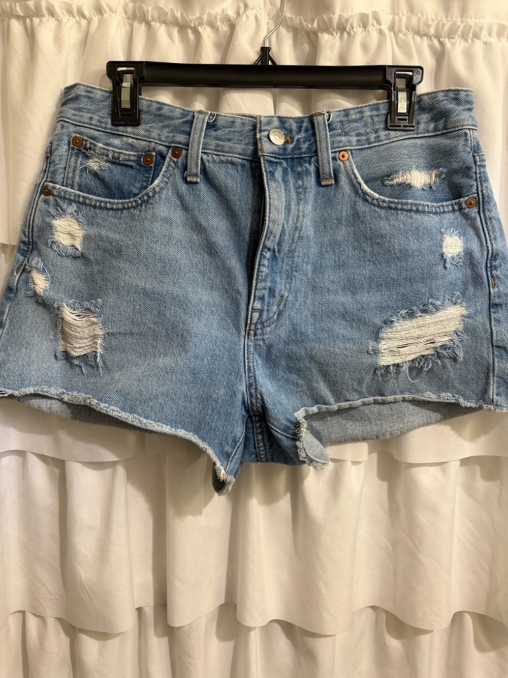 Madewell Light Blue Distressed Denim Cutoff Shorts